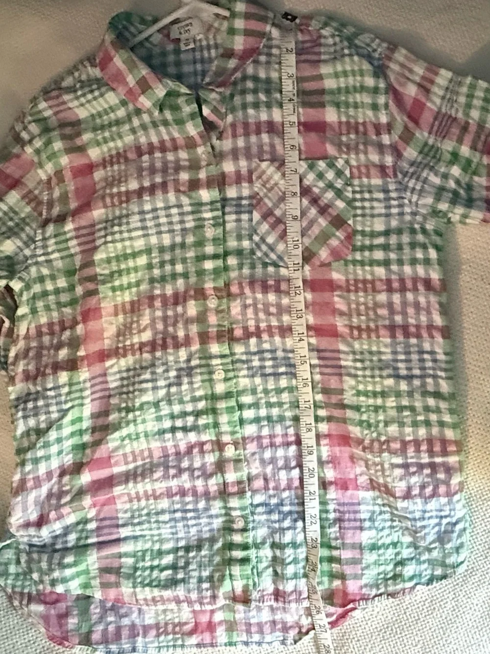 Crown & Ivy Pastel Plaid Cotton Button Up Shirt Medium